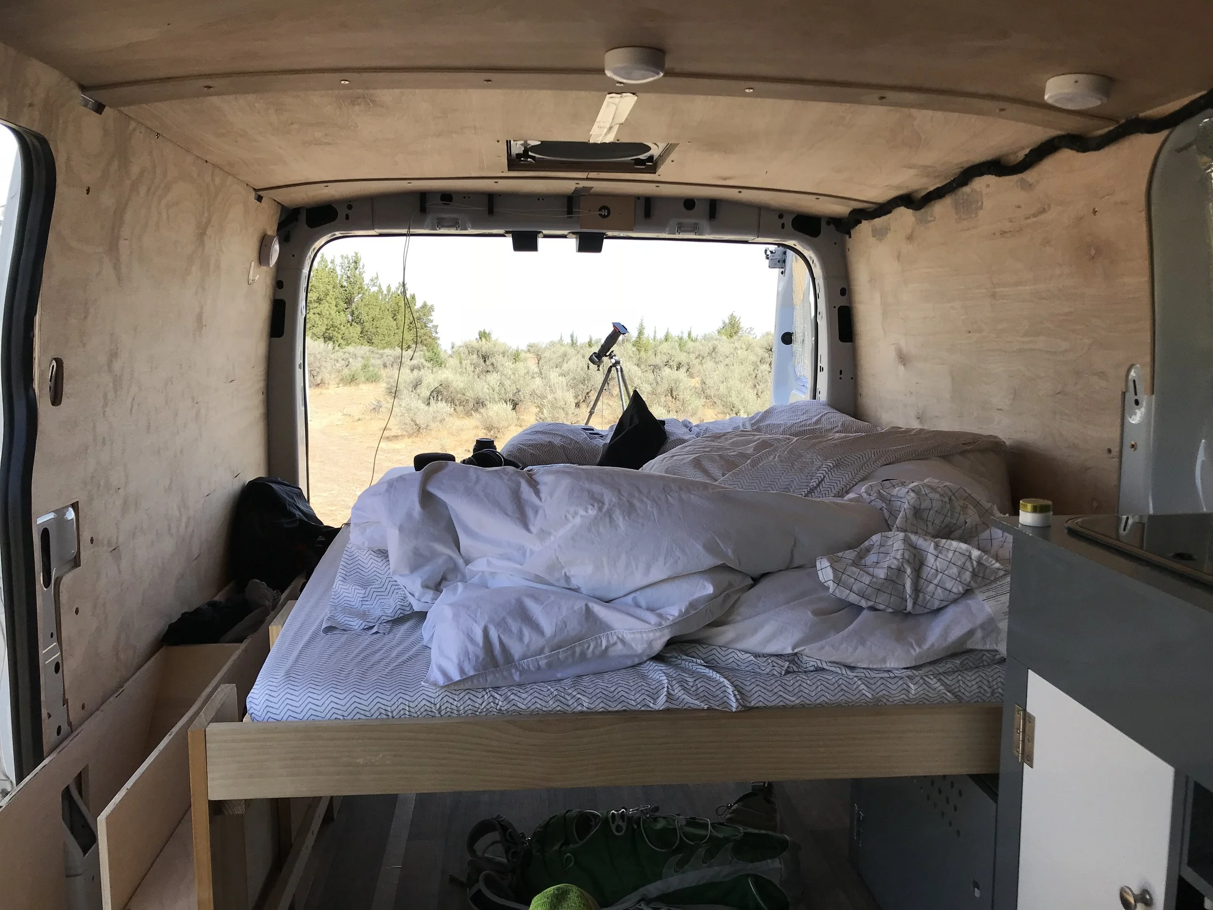 My untidy but finished bed seeing some use in Madras, OH for the 2017 Solar eclipse