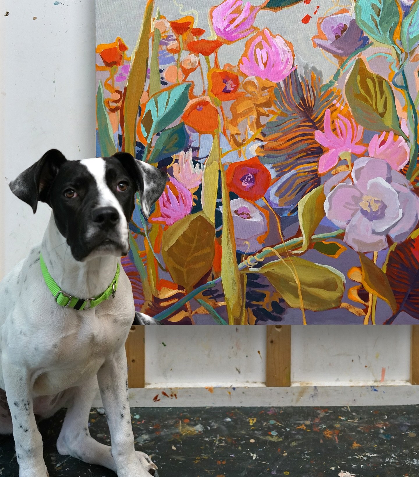 I&rsquo;m clearly holding a treat as I take this photo 😉. Ducky and I are so excited to release a new series of originals next week on Thursday, May 15. Eight landscapes and this one floral, &ldquo;Loose Ends.&rdquo; Preview email goes out the night