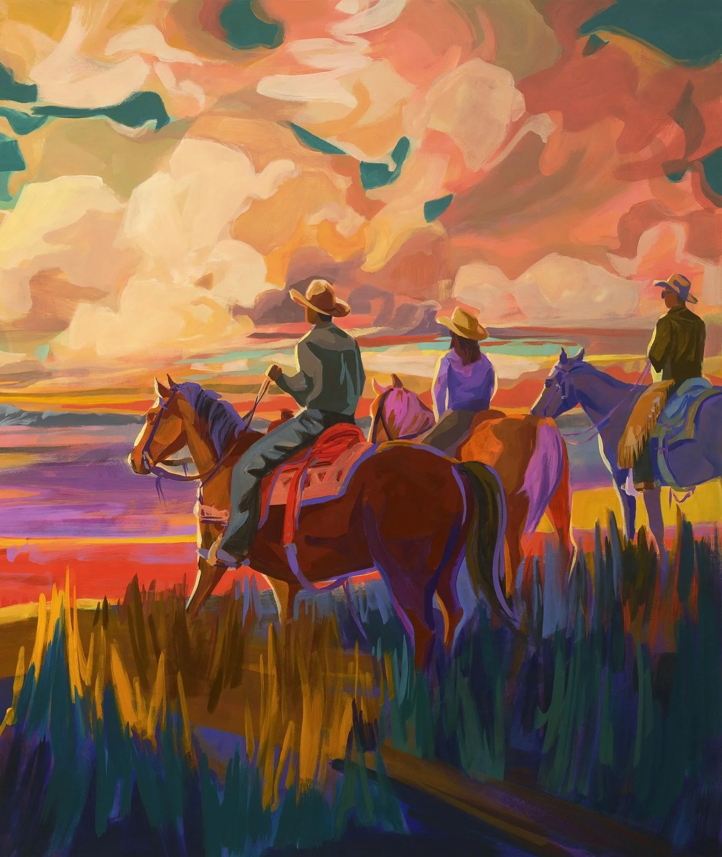 Ever wonder what my favorite color is? I talk about it on my site today in my inaugural Note from the Studio. Link in profile.
(Painting closeup: &ldquo;From Afar&rdquo; for McDonald&rsquo;s Canada)