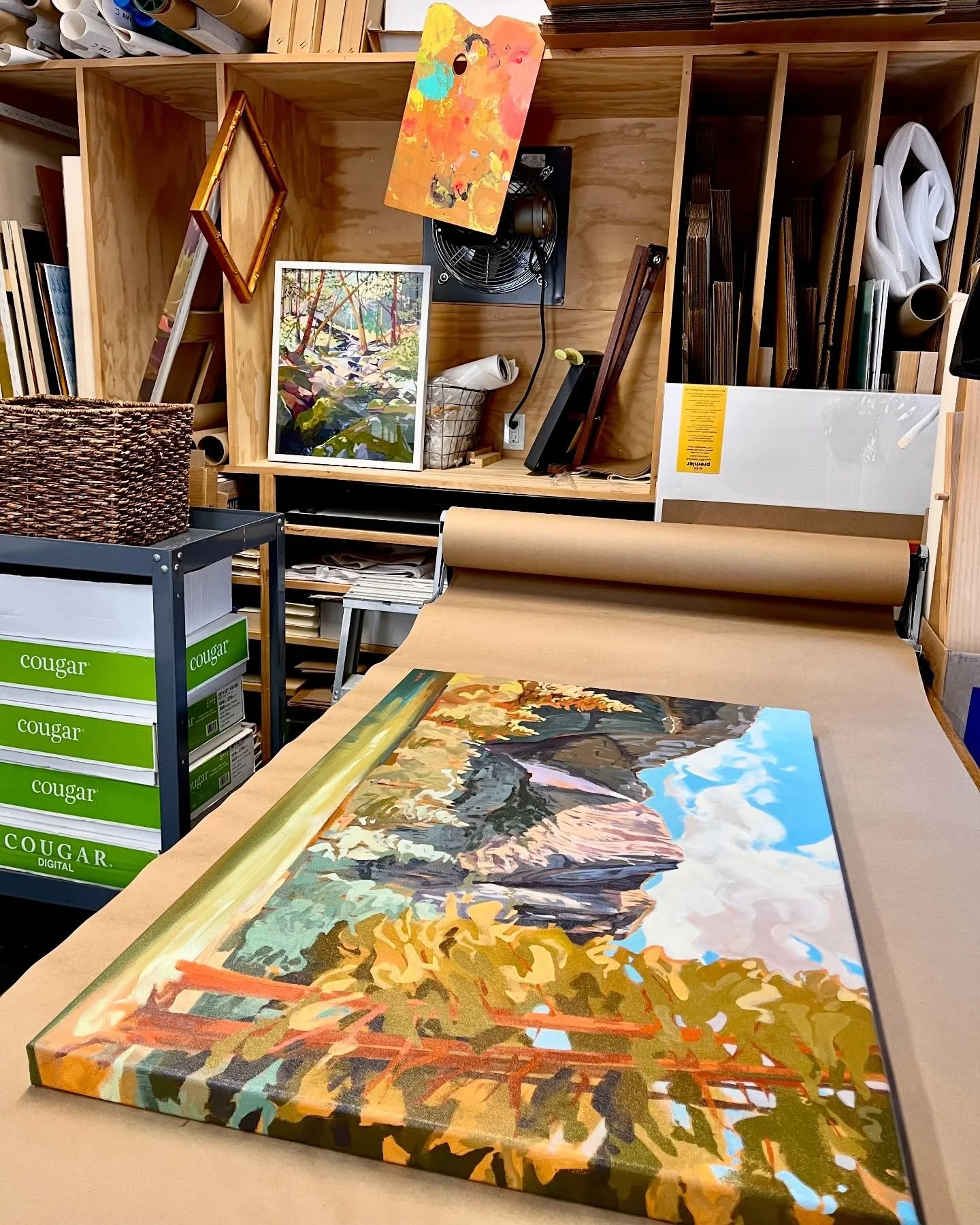 Packaging up this original today! Sometimes a painting hangs around my studio for a bit longer until its collector finds it. Then I get to exchange emails with them and revel in how fitting it is for their home and story. Perfect timing feels ✨✨✨