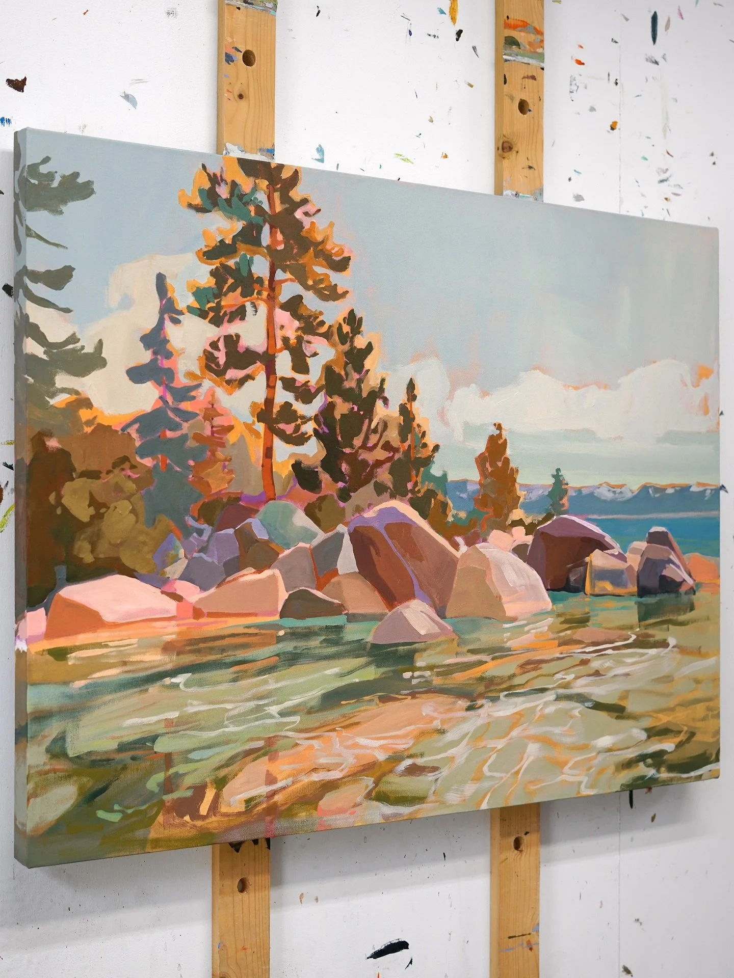 I love painting water because you are painting two surfaces simultaneously, and one of them is transparent and reflective as well. The opportunity for complexity (or risk of failure) is endless.