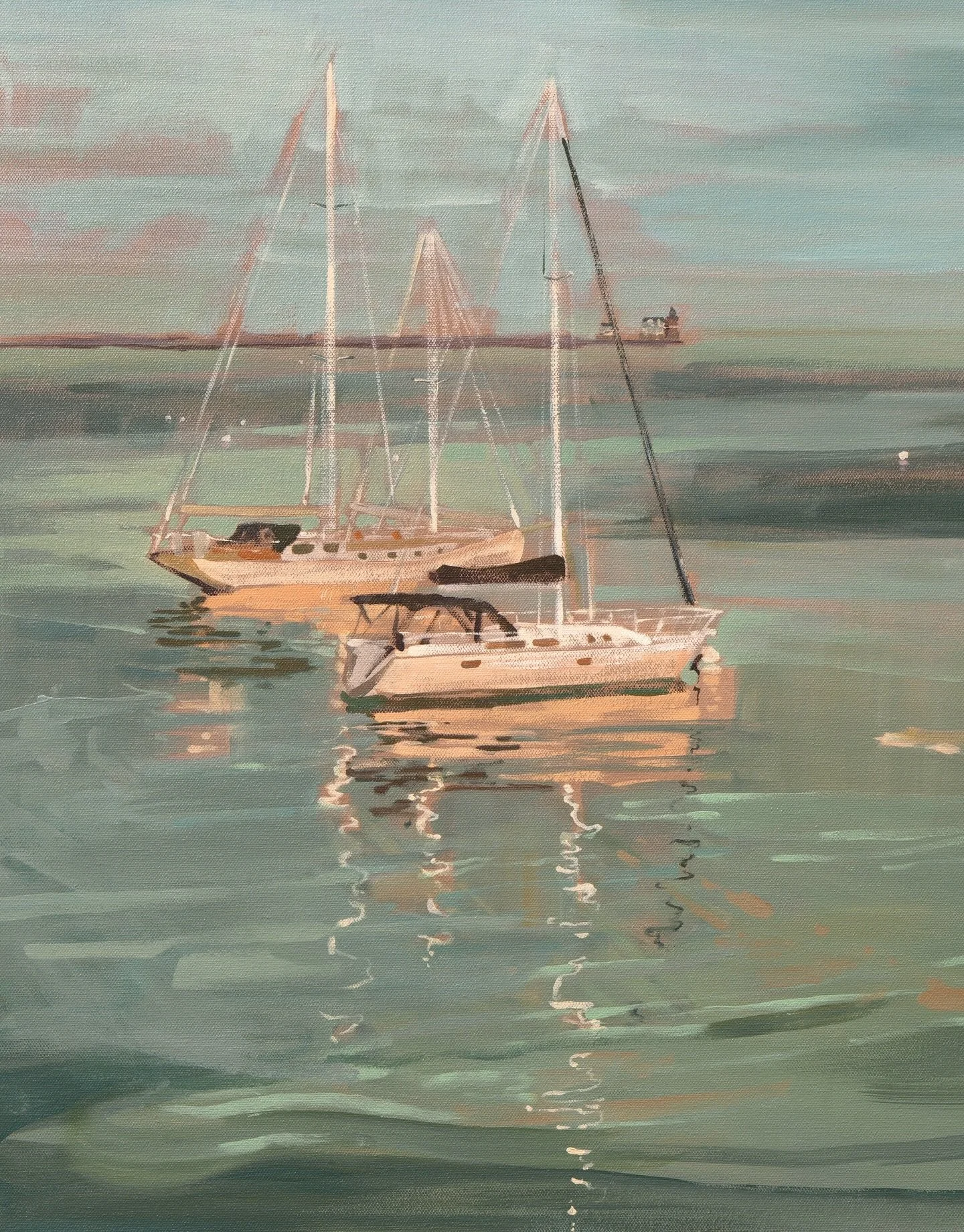 This past year two of my most well-received paintings forayed into watercraft, both boat and raft. There is just **something** about being on the water that is deeply and broadly felt. My summer series is going to push into this realm further, and I 