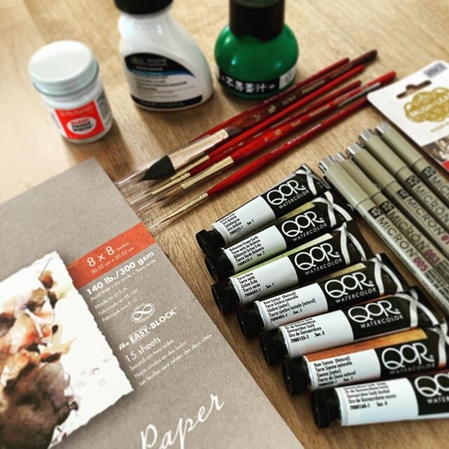 Christmas comes really really early around here, in more ways than one! Switching gears from wedding and save the dates to *holiday*... IT&rsquo;S FEBRUARY, PEOPLE 😜 But actually I am excited to try these  @qorwatercolors! #itneverends #mintedartist