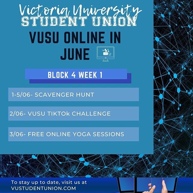 VUSU Events in June!

Get ready for some awesome online giveaway and initiatives including Stress less fest, Tiktok challenge and a Women&rsquo;s poetry night🔥🔥