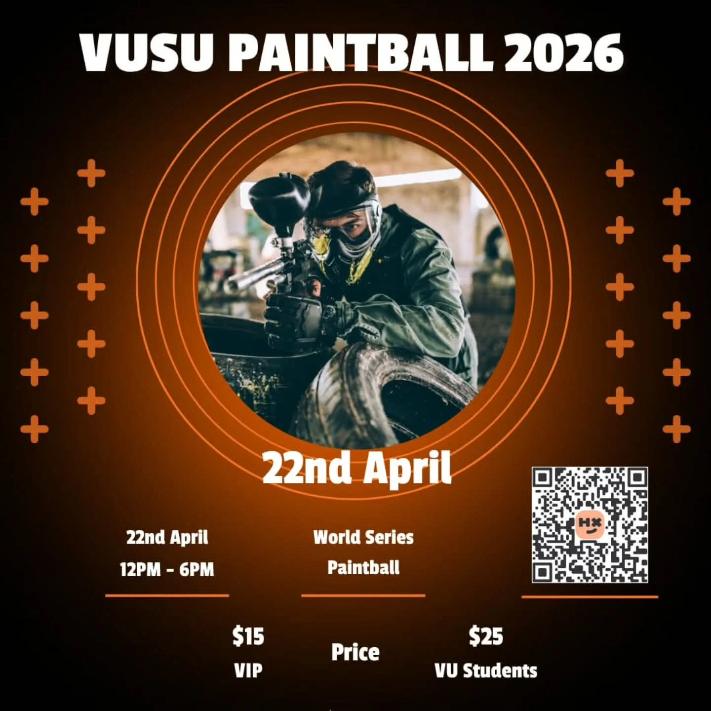 Lock. Load. Let&rsquo;s go 🔫🔥

VUSU Paintball 2026 is here &mdash; grab your crew, pick your targets, and get ready for an all-out battlefield experience.

🗓 22 April 2026
⏰ 12PM &ndash; 6PM
💸 VIP: $15 | VU Students: $25

Spots won&rsquo;t last &
