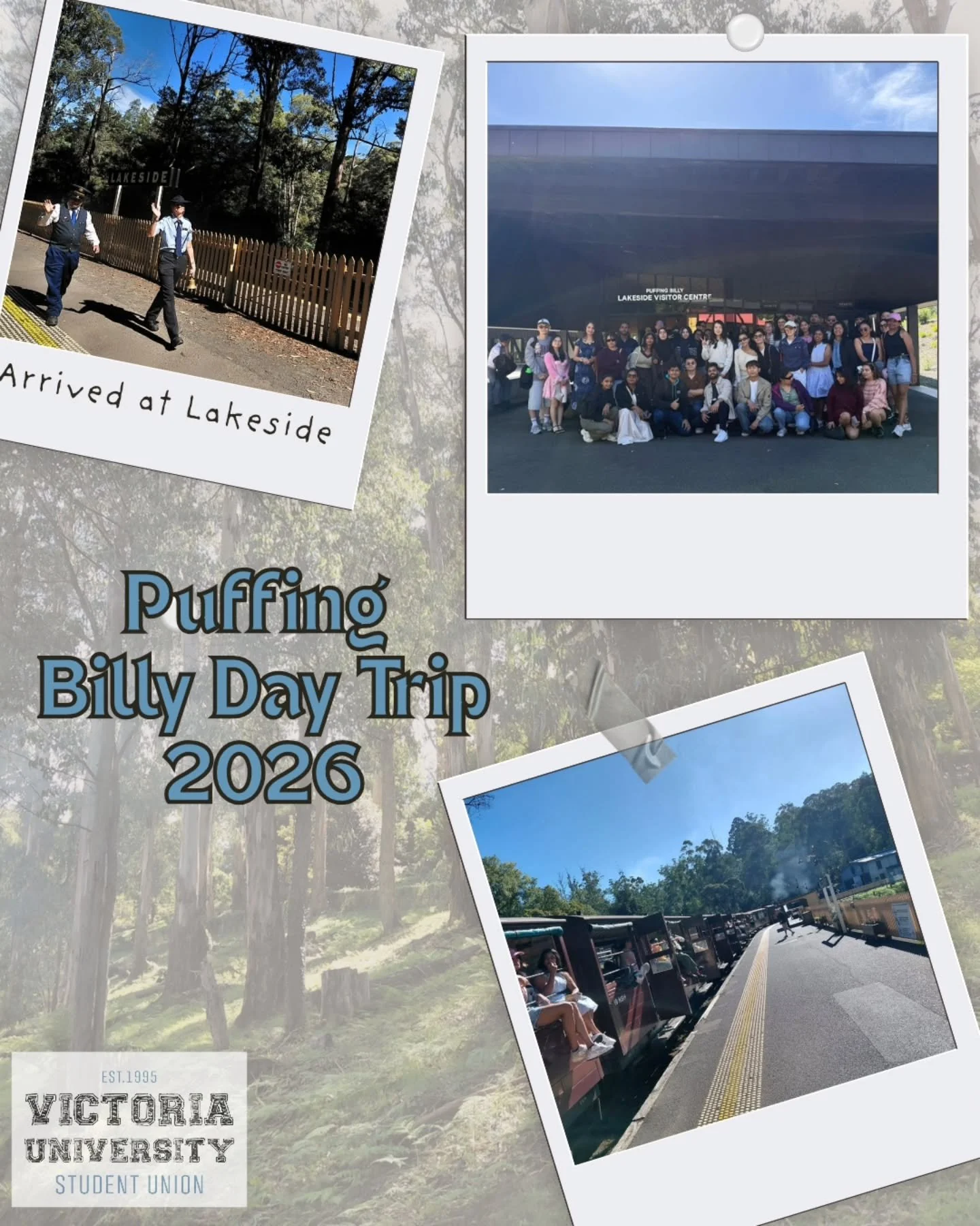 From arriving at Lakeside to moments like this 🌿
Puffing Billy Day Trip 2026 🚂

#VUSU #VUSUevents #EventRecaps #PuffingBilly #picturesque