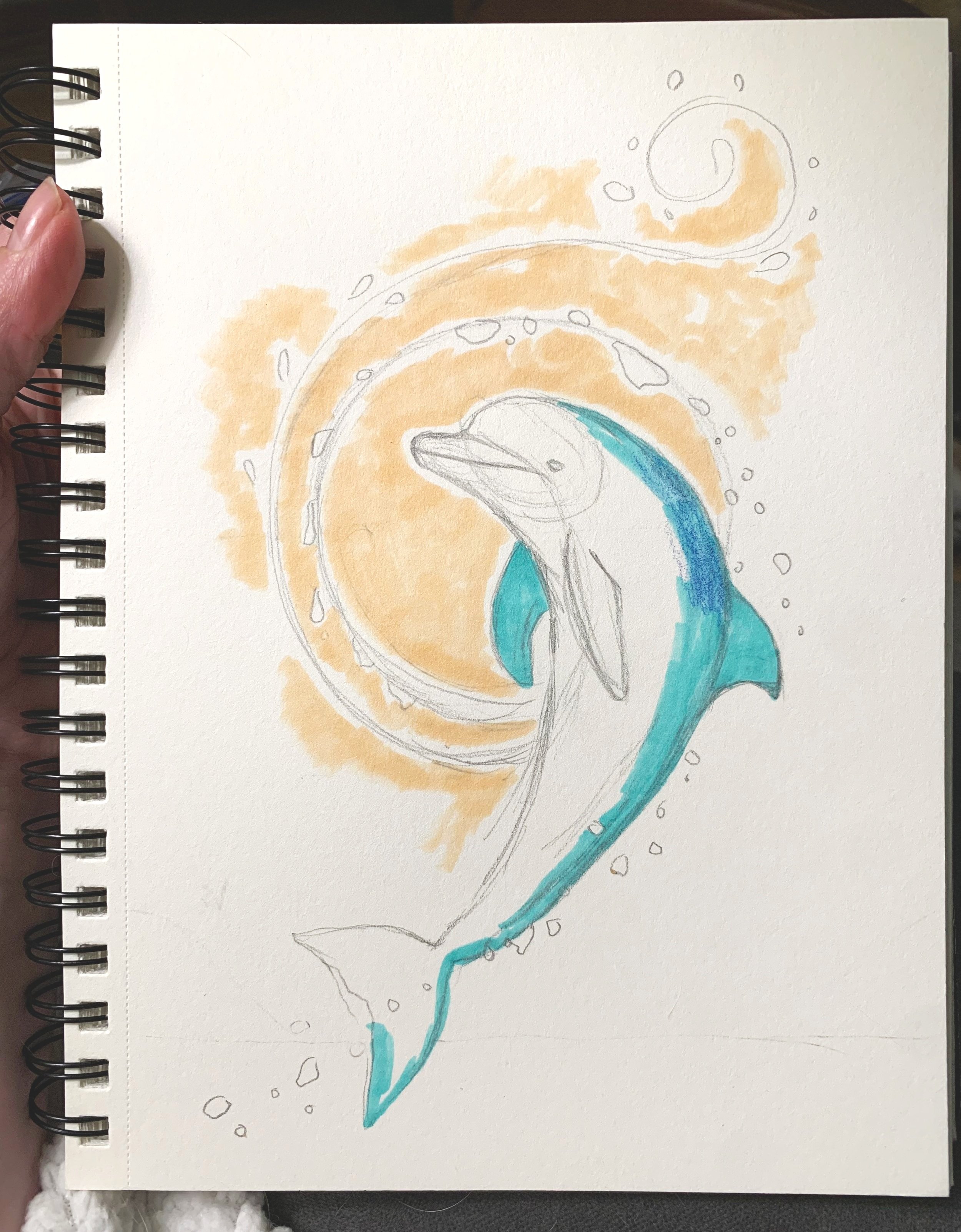 Dolphin drawing | A quick dolphin sketch | Sea Life Art