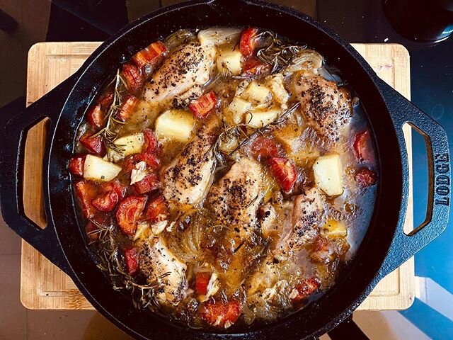 Q. What do you do if you find fresh rosemary in the market?
A. You make some kickass chicken pot-roast!

#chickenpotroast #rosemarychicken