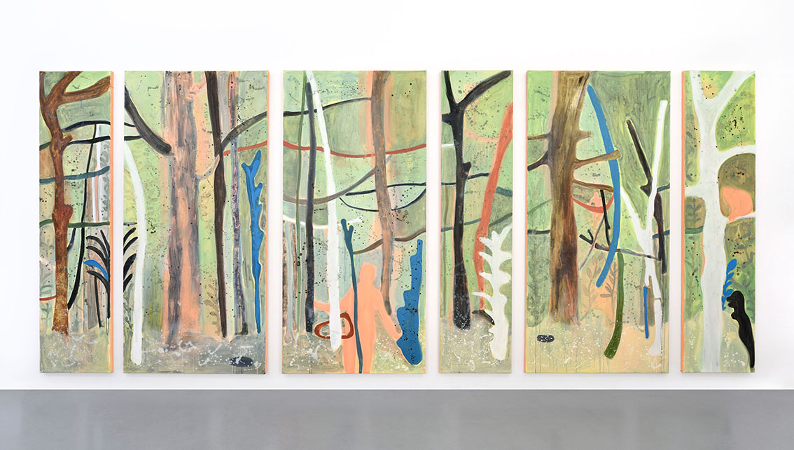 Eclats sauvages , polyptyque sur toile, 210 x 450 cm, 2019