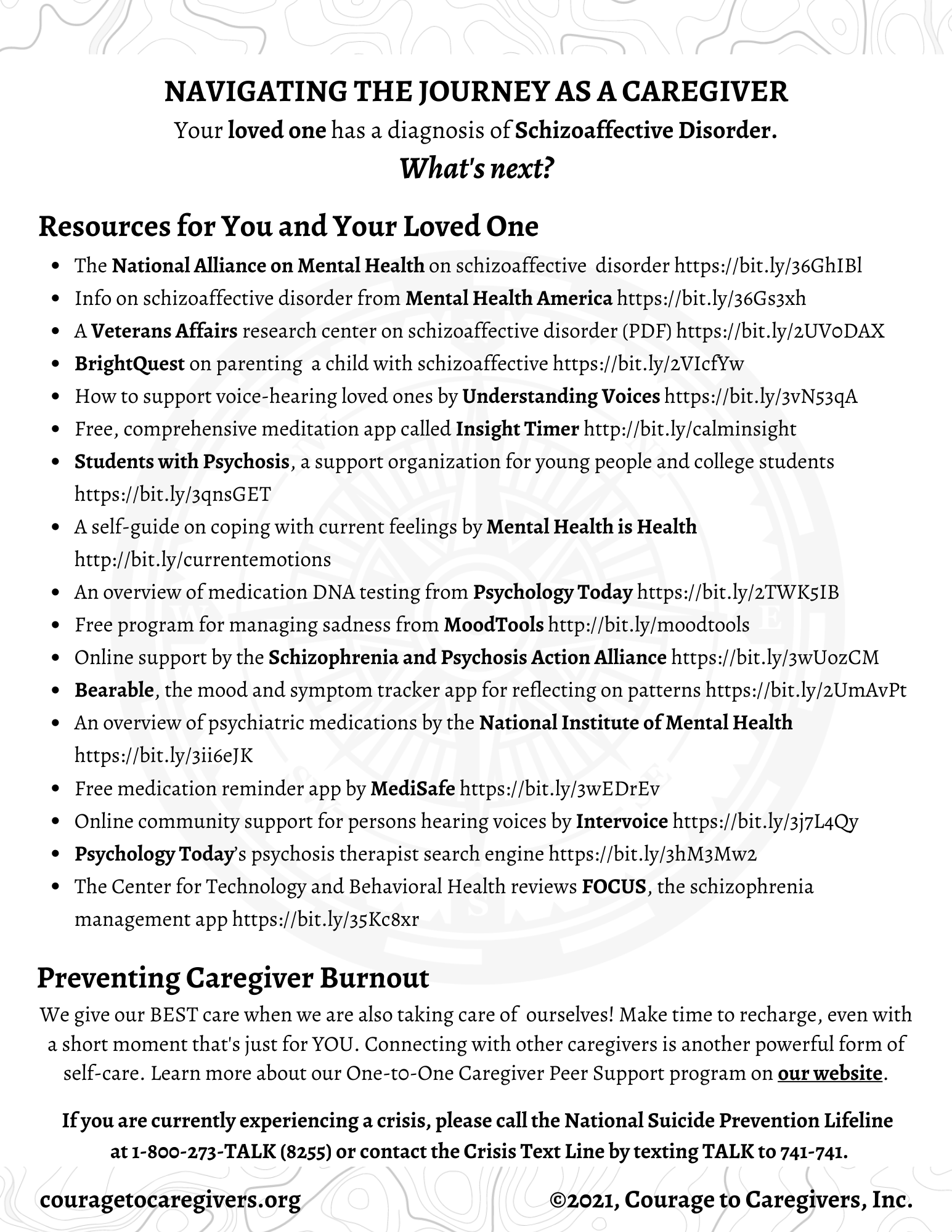 SCHIZOAFFECTIVE DISORDER — Courage to Caregivers