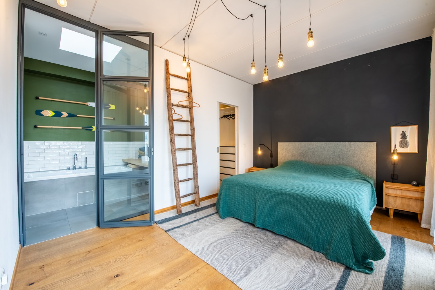 Vibrant bedroom design combining modern furniture with colorful accents