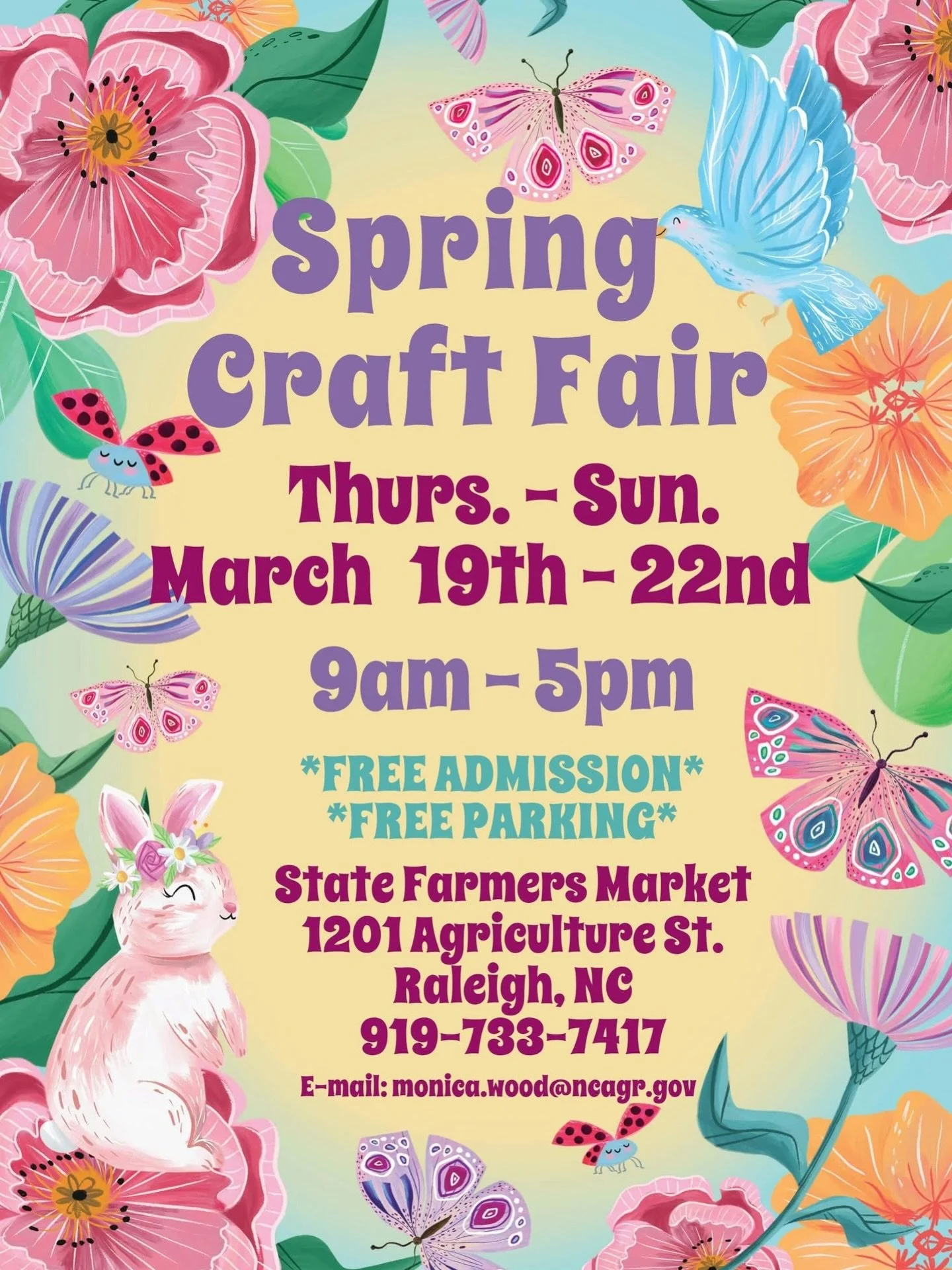 Next week!  Spring craft fair @raleighfarmersmarket is a great way to start off the season(:
🌷🐣🌤️🪺🍪🍓