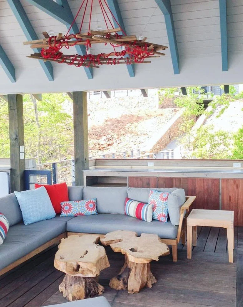 Blast from the past! Even prior to completion we still love how this space was shaping up. The colorful chandelier puts a smile on our faces. 
.
.
.
#interiordesign #lakehouse #boatdockgoals