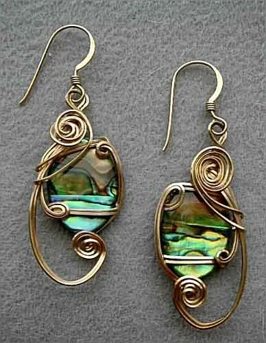 Wirecrafted Paua Shell Cabochon with Gold Filled Wire