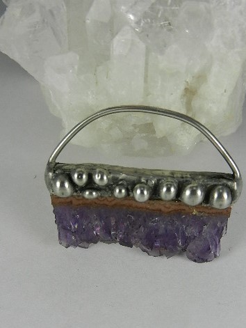 Tiffany style soft solder - Amethyst slice