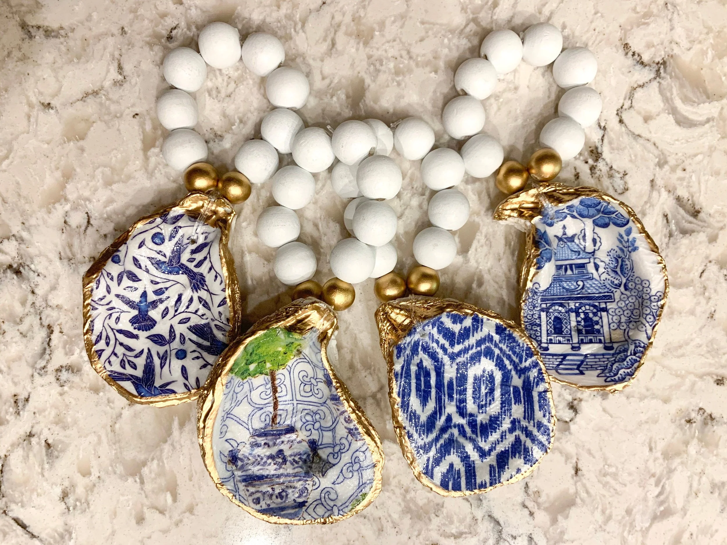 Decoupage Oyster Napkin Ring (1) — Ten Twenty Six Designs