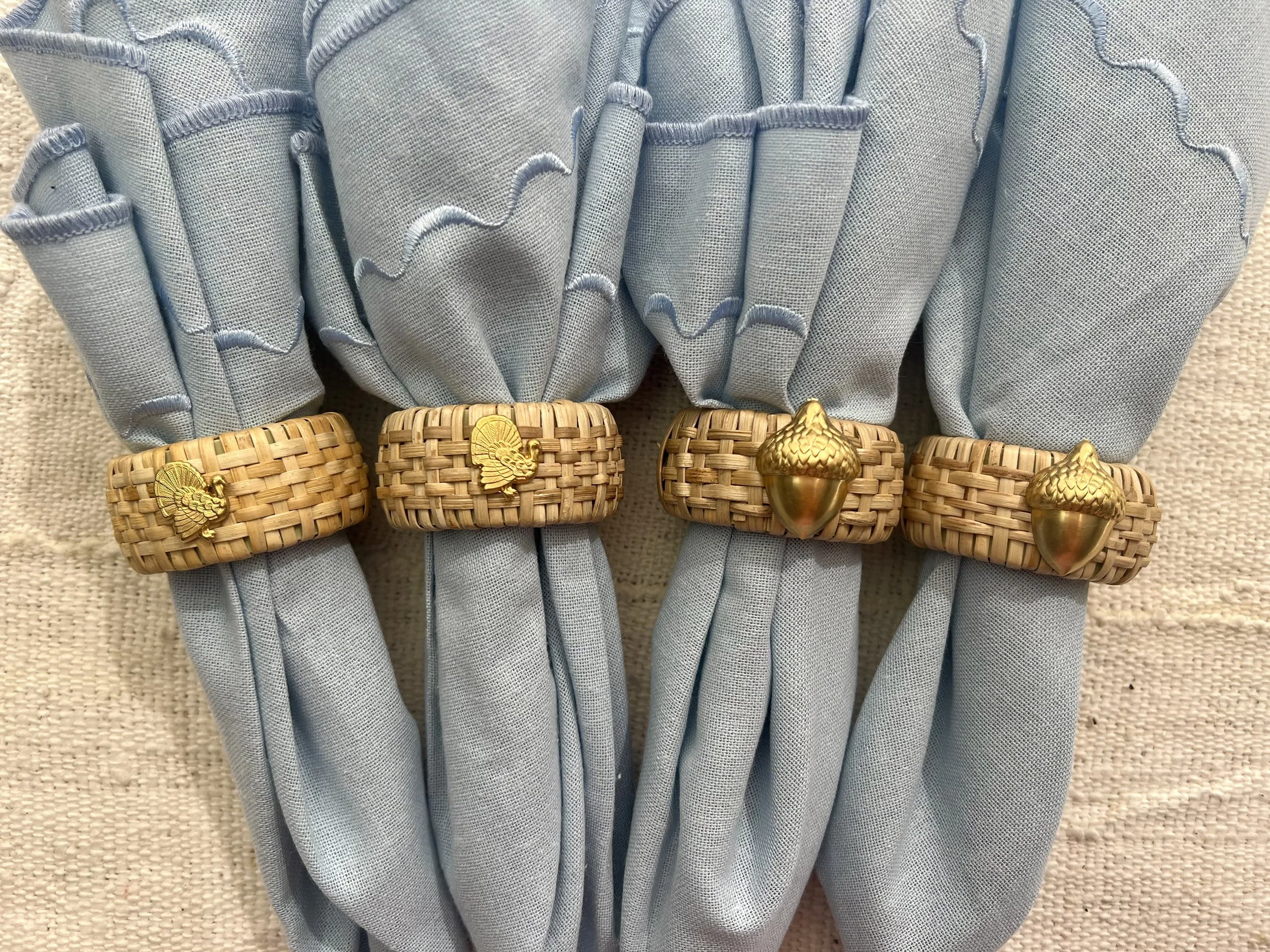 Fall Rattan Napkin Rings- Set of 4