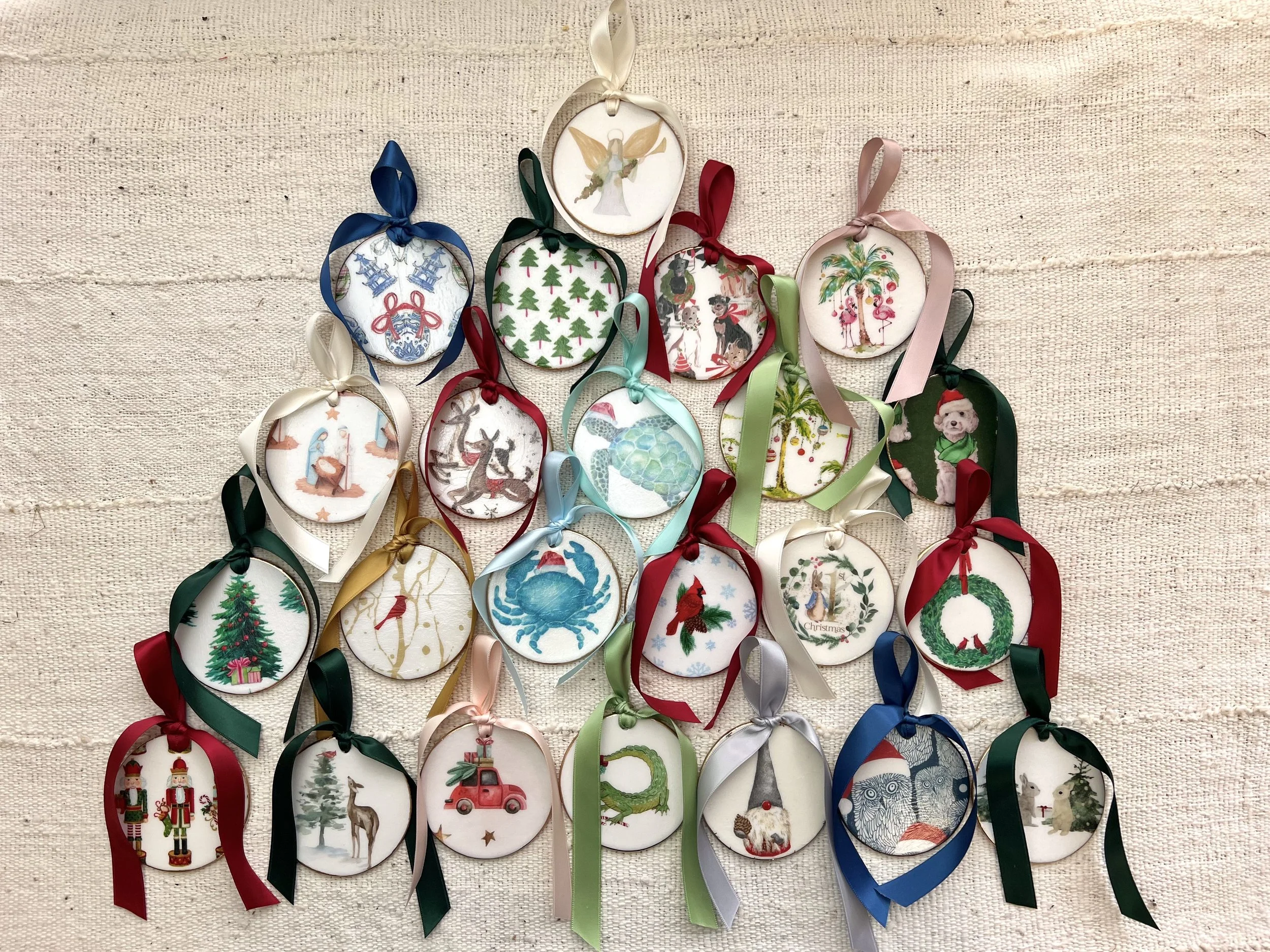 Decoupage Christmas Ceramic Ornaments