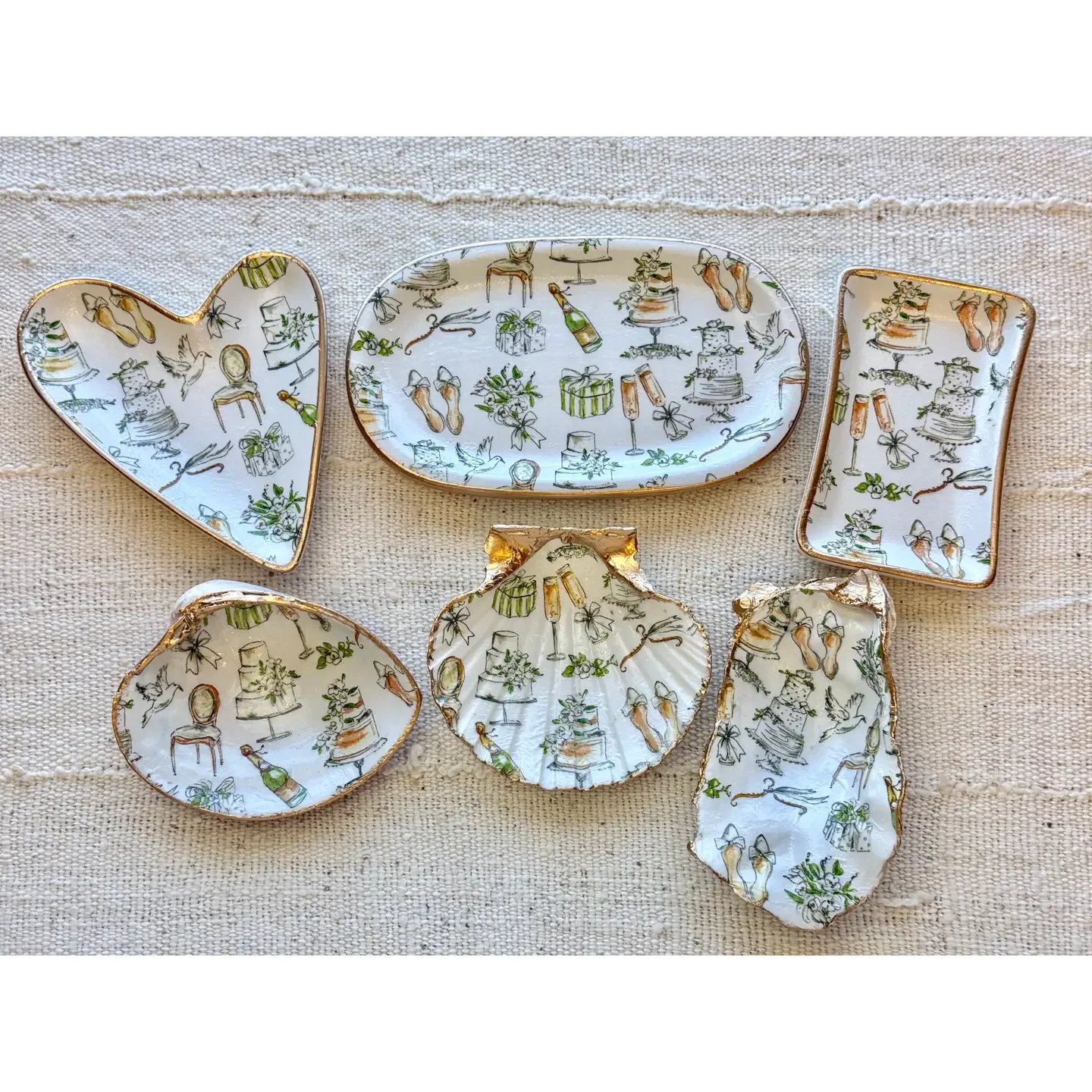 Decoupage Wedding Collection- Jewelry trays & shells