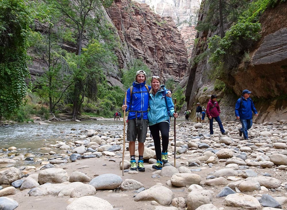 Our stylish water shoes and walking sticks