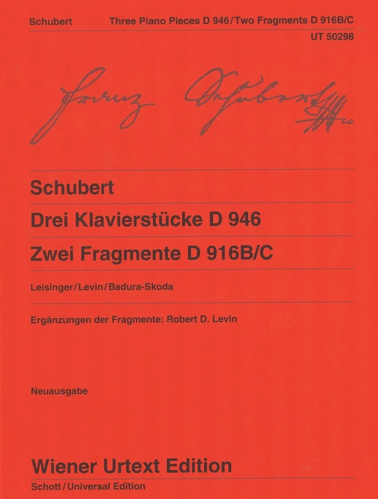 Schubert Drei Klavierstucke D 946 Zwei Fragmente D 916 B/C UT50298