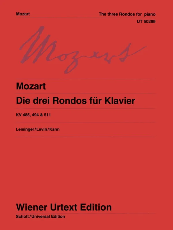 Mozart 3 Rondos for Piano, KV.485, 494, 511 UT50299