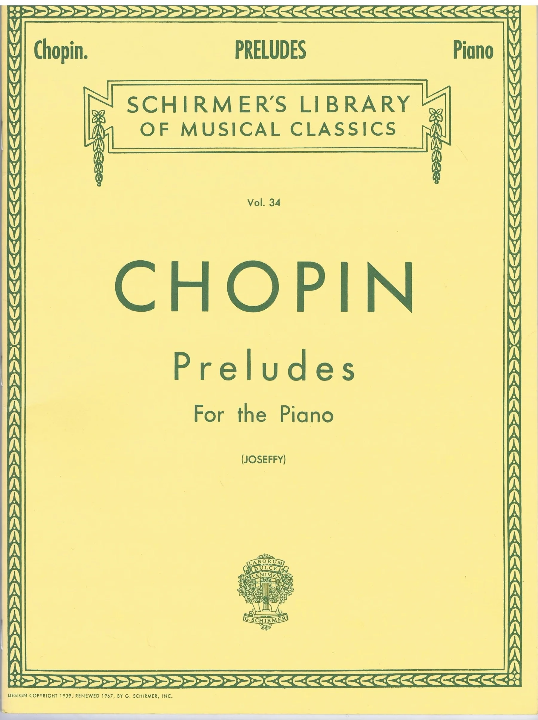Chopin Preludes for the Piano (Joseffy) HL 50252250