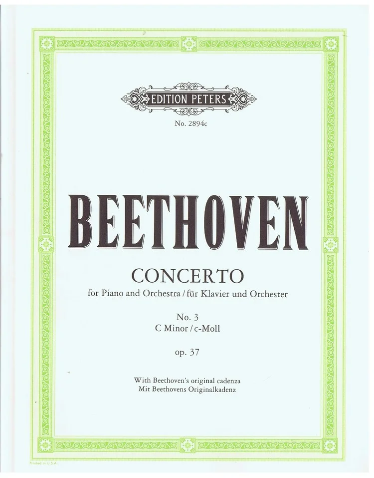 Beethoven Concerto for Piano and Orchestra No.3 C Minor Op.37 EP 2894c
