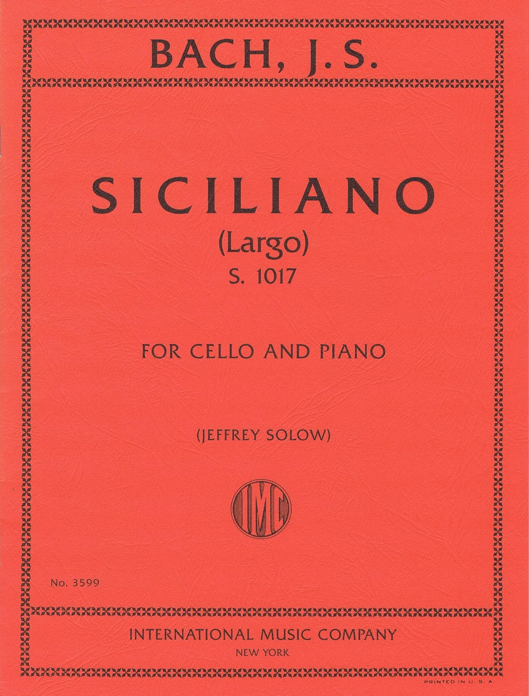 Bach Siciliano (Largo) S.1017 IMC 3599