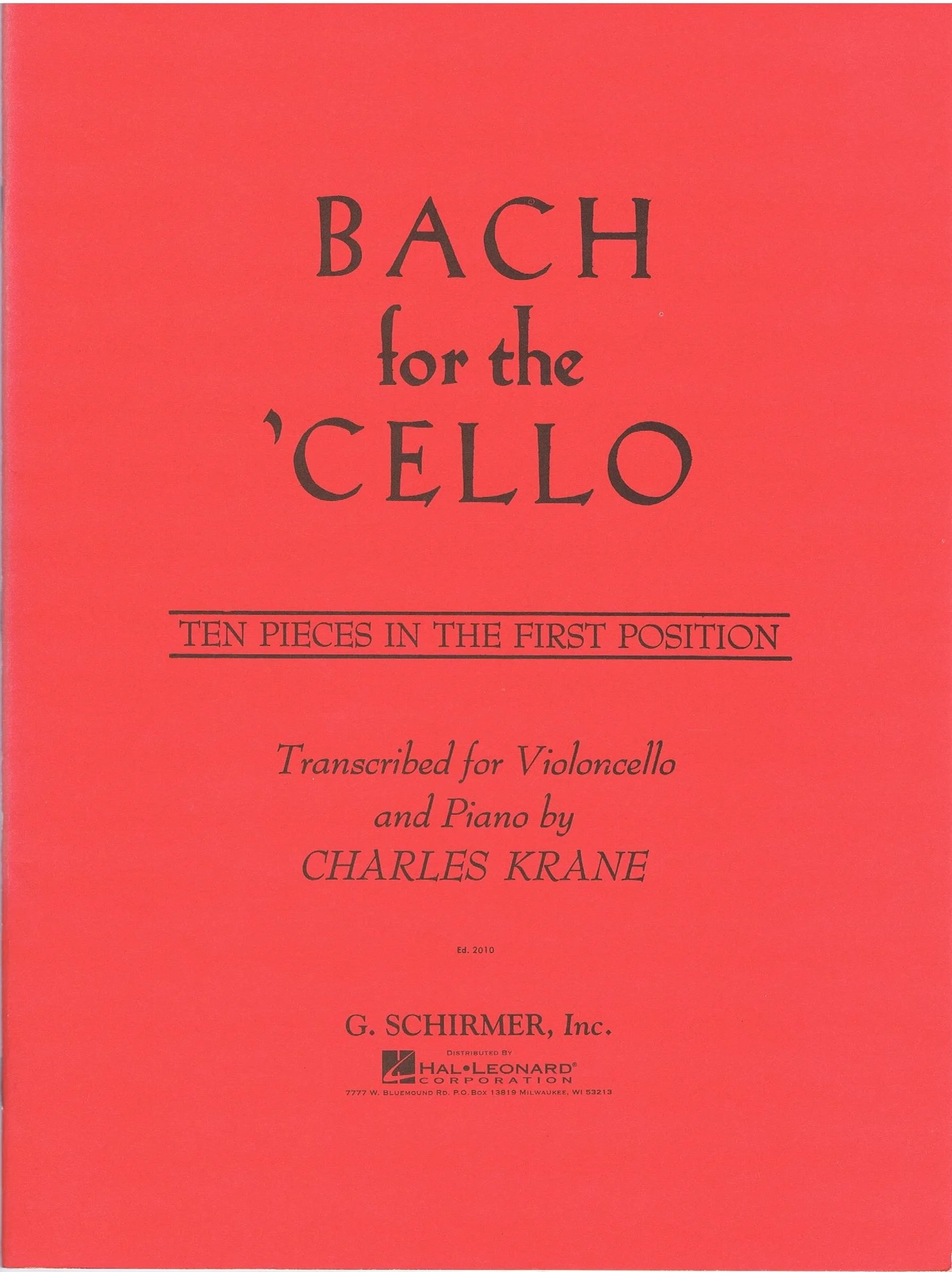 Bach for the Cello Ten Pieces in the First Position HL 50328410