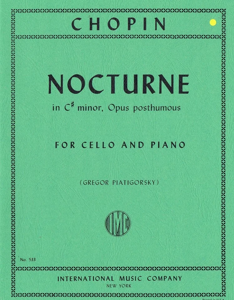 Chopin Nocturne in C# minor, Opus posthumous for Cello and Piano IMC 533