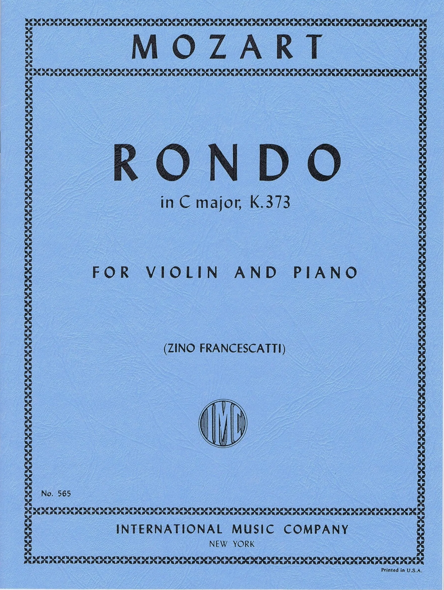 Mozart Rondo in C major, K. 373 IMC 565