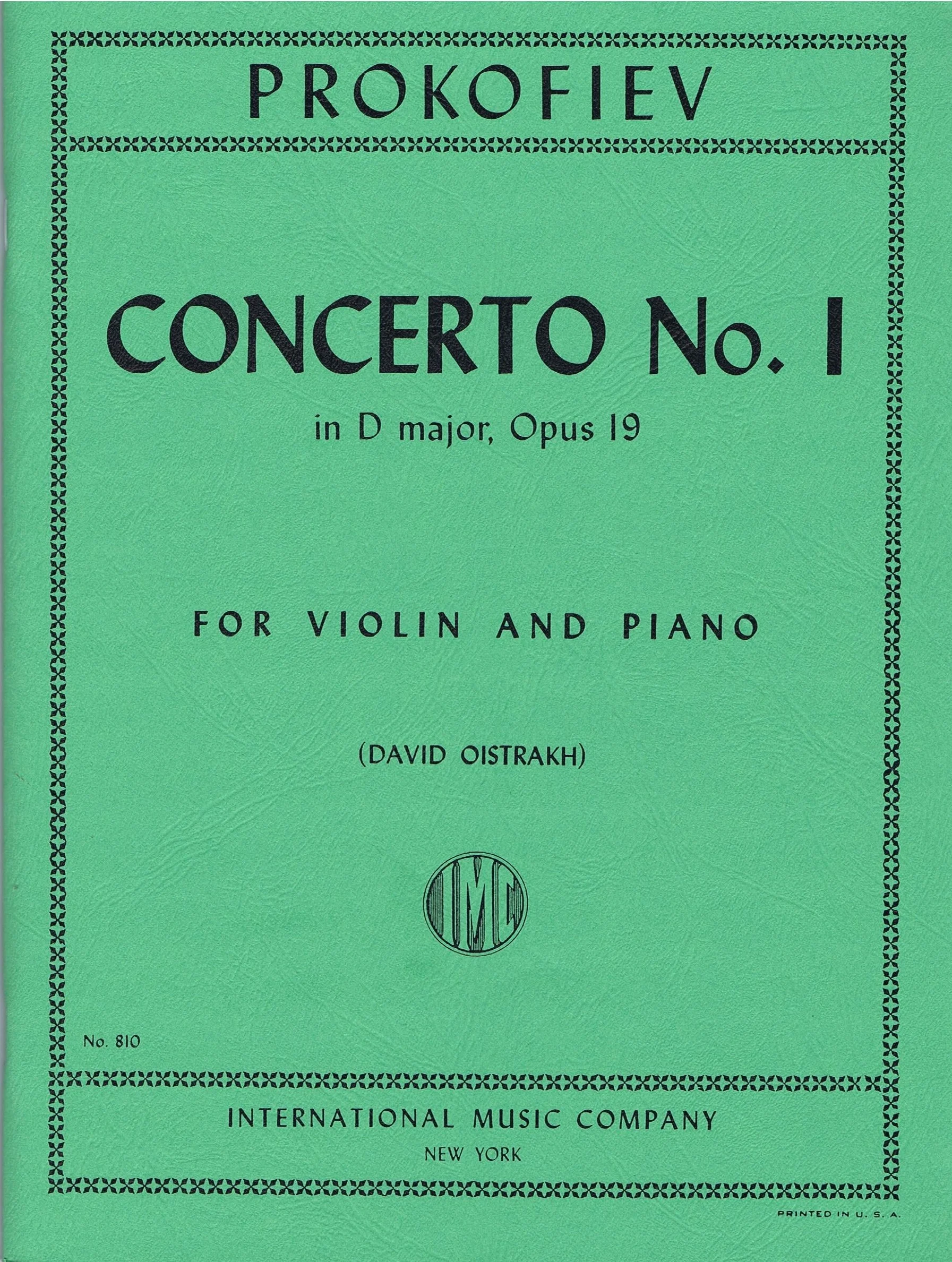Prokofiev Concerto No. 1 in D major, Opus 19 IMC 810