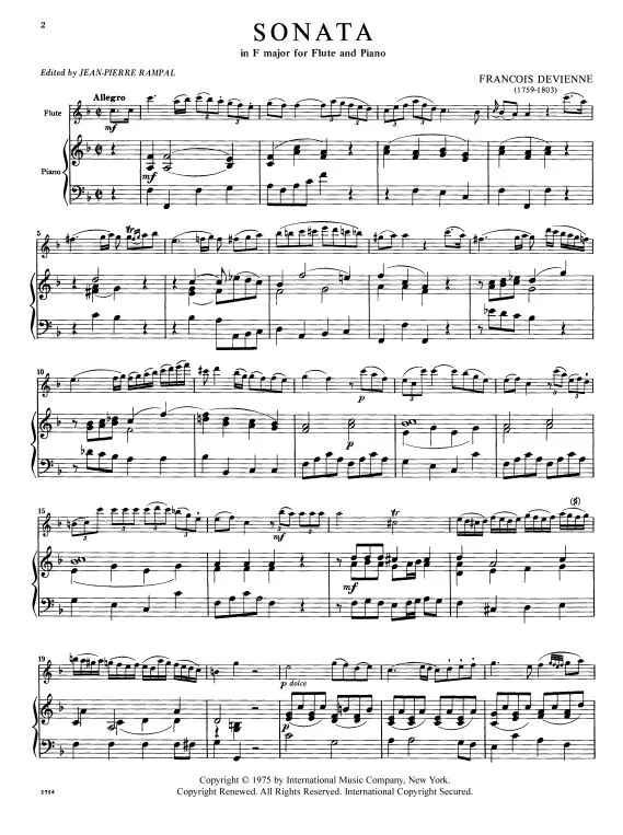 Devienne Sonata In F Major For Flute And Piano Imc 2754 Teacher S Choice