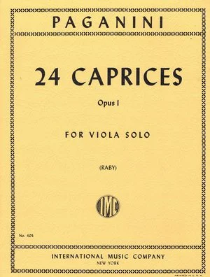Paganini 24 Caprices Opus I For Viola Solo IMC 405