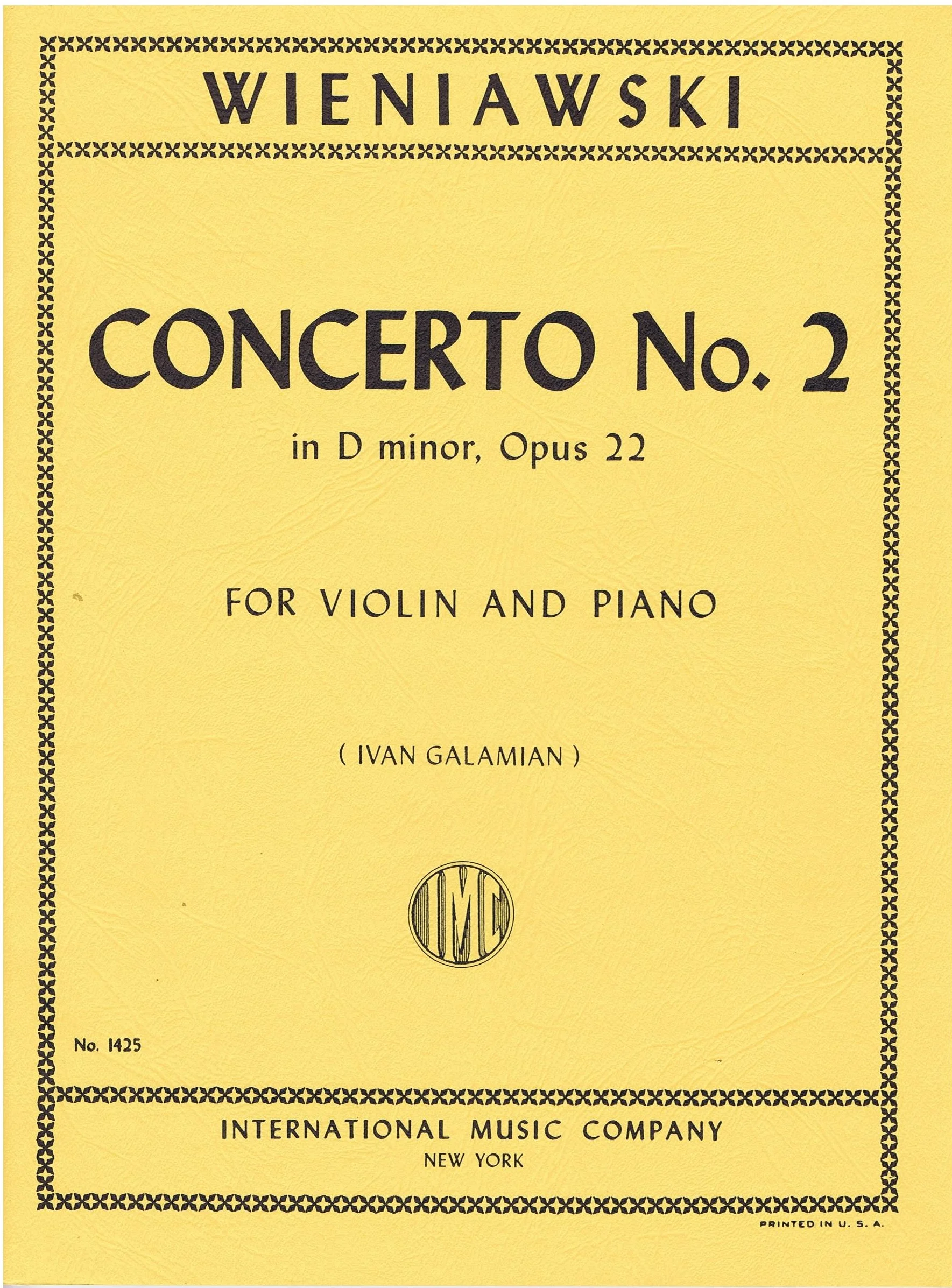 Wieniawski Concerto No. 2 in D minor, Opus 22 IMC 1425