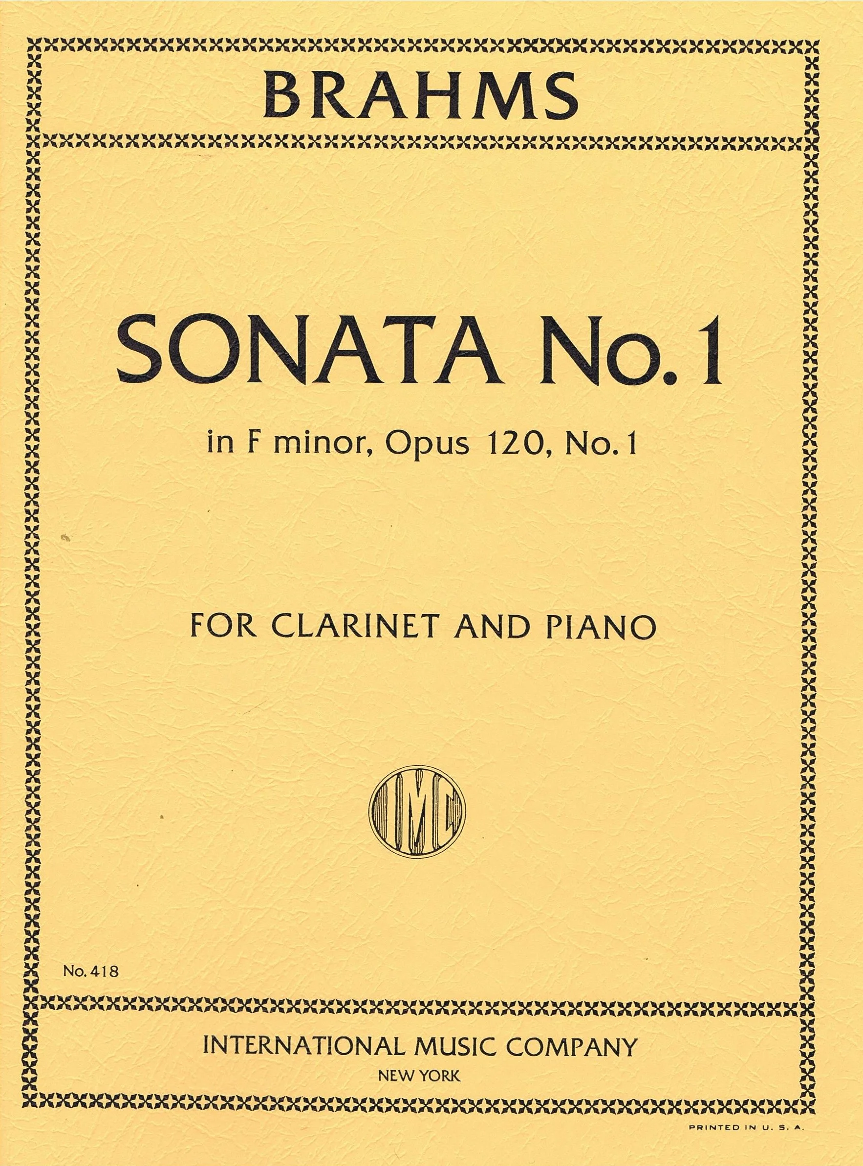 Brahms Sonata No. 1 in F minor, Opus 120 IMC 418