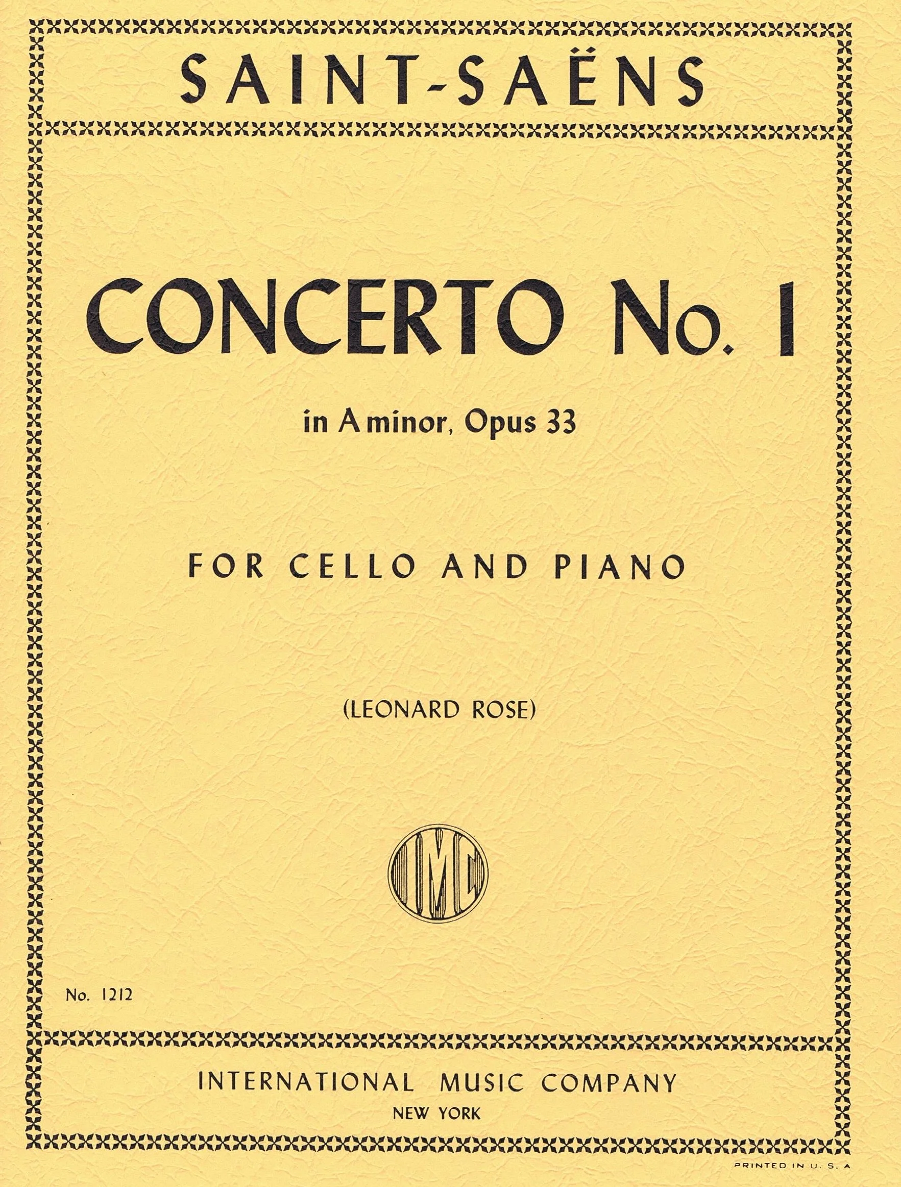 Saint-Saens Concerto No. 1 in A minor, Opus 33 IMC 1212