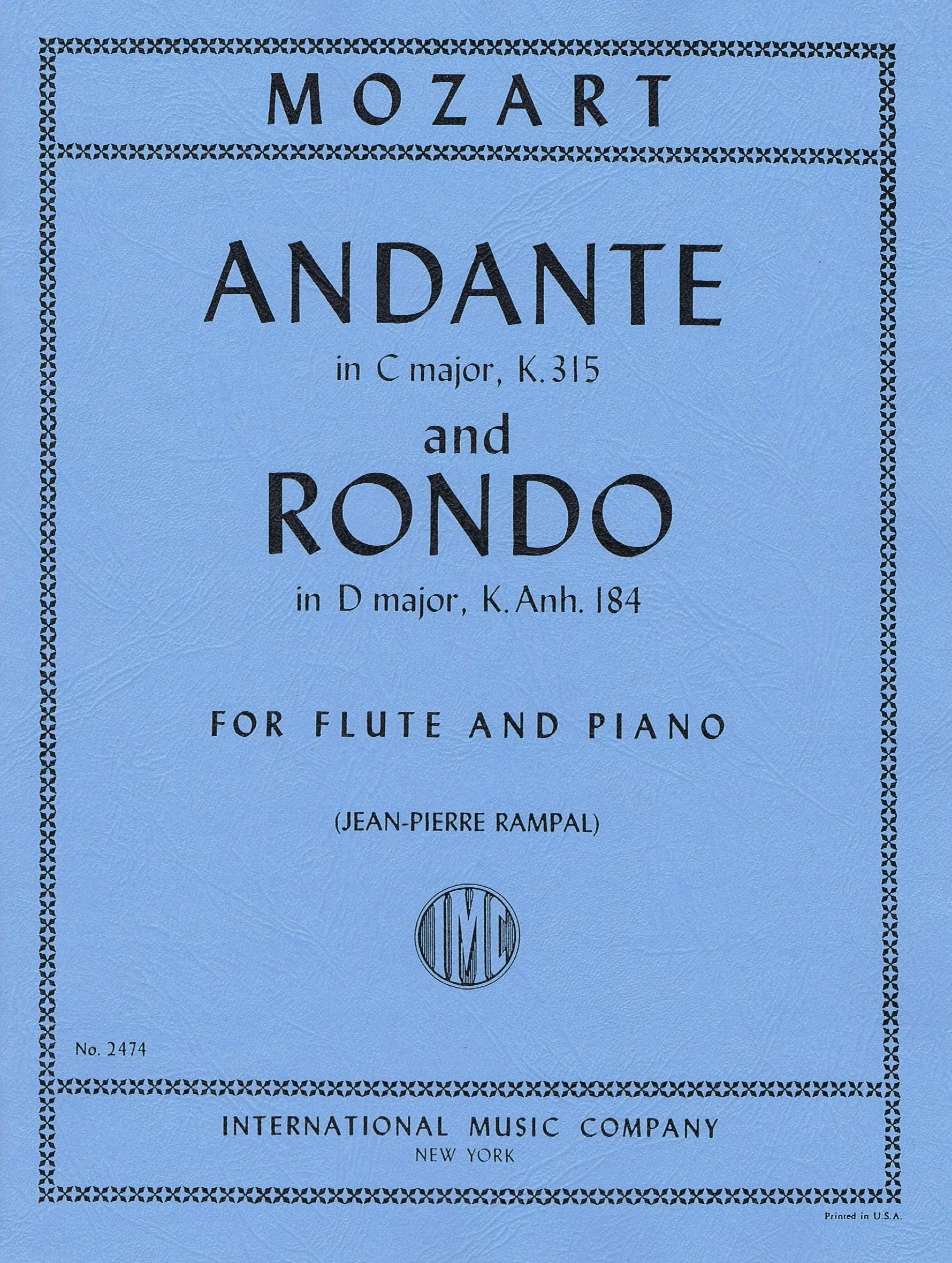 Mozart Andante in C major, K. 315 & Rondo in D major K. Anh. 184 IMC 2474
