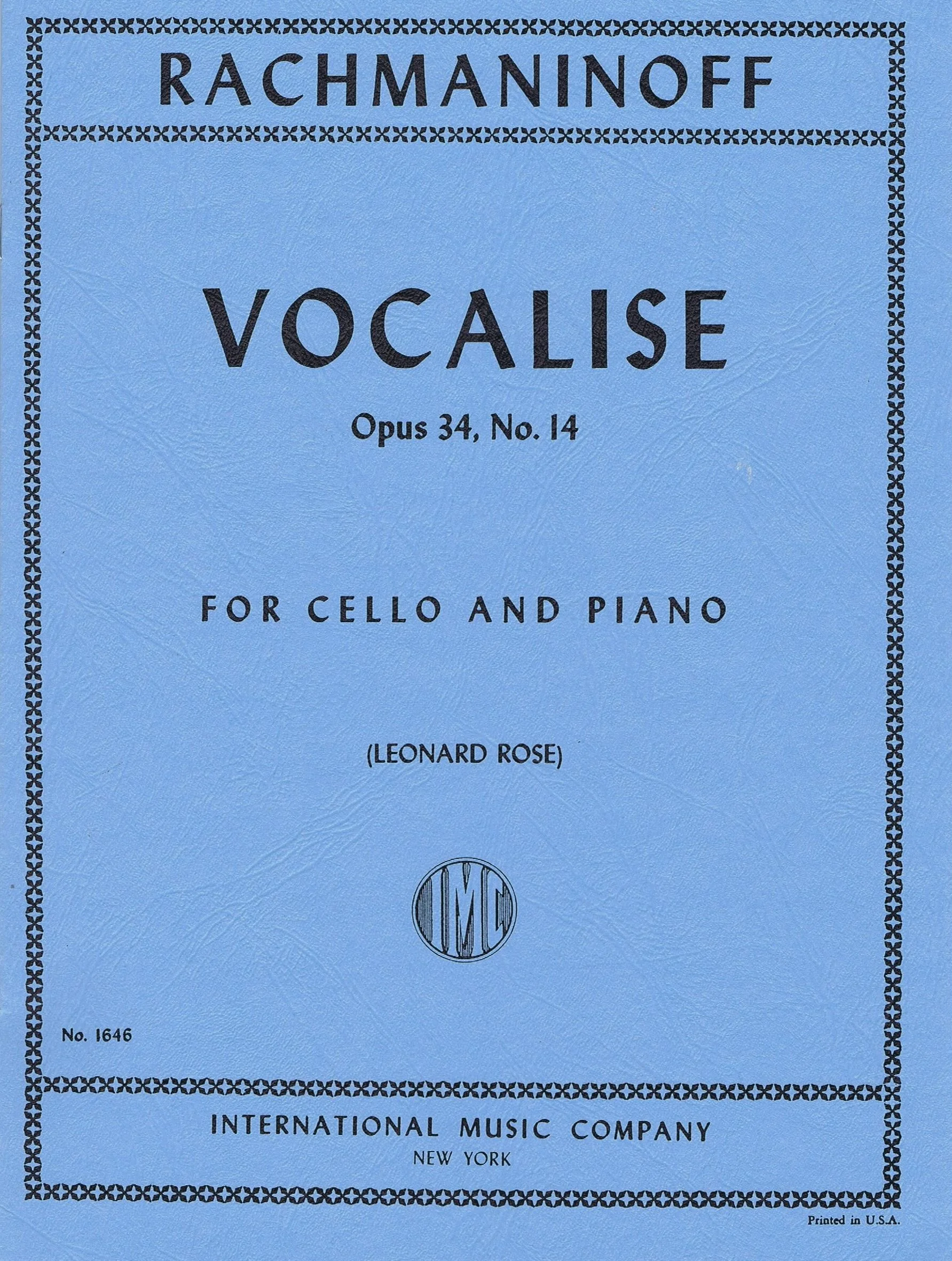 Rachmaninoff Vocalise, Opus 34, No. 14 IMC 1646