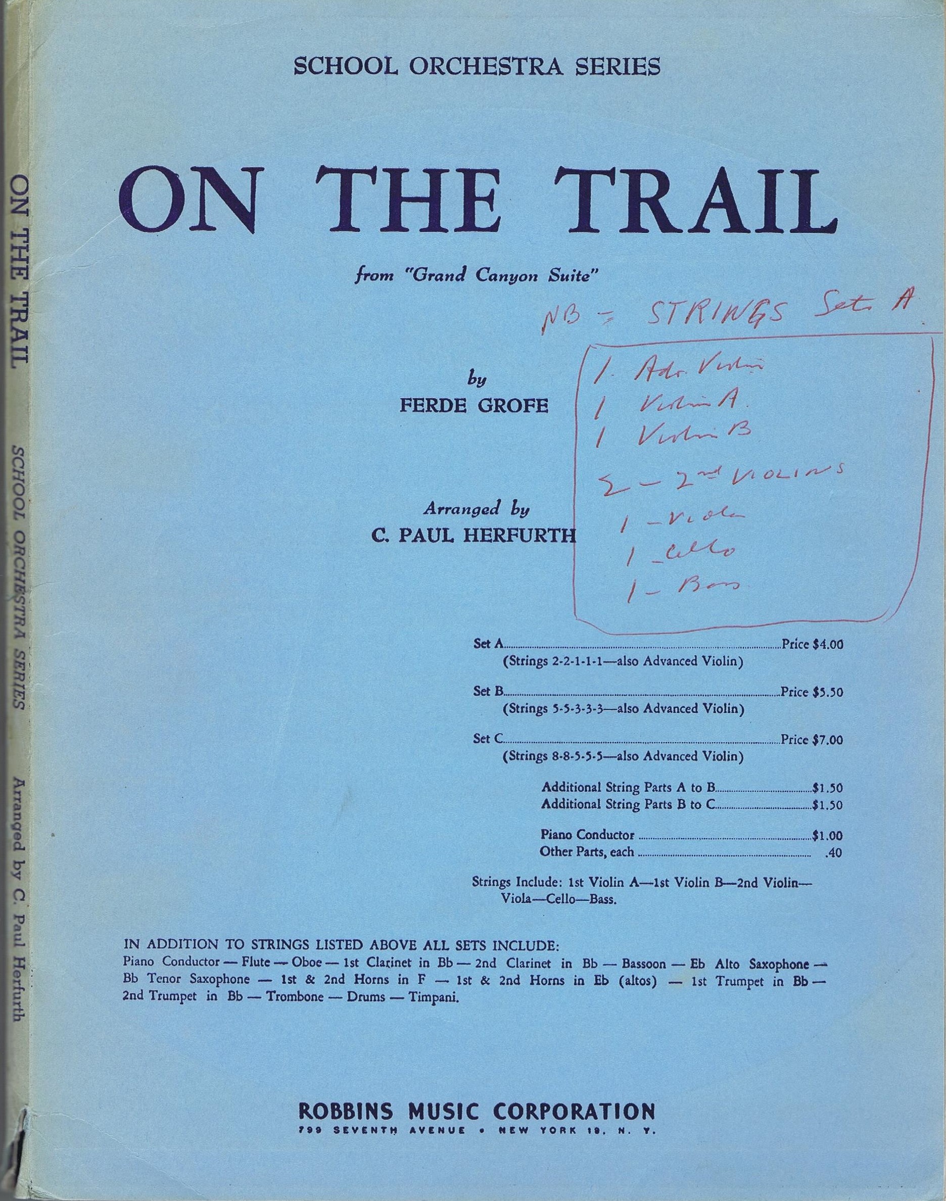 Orchestration - School Orchestra Series On The Trail from "Grand Canyon Suite"