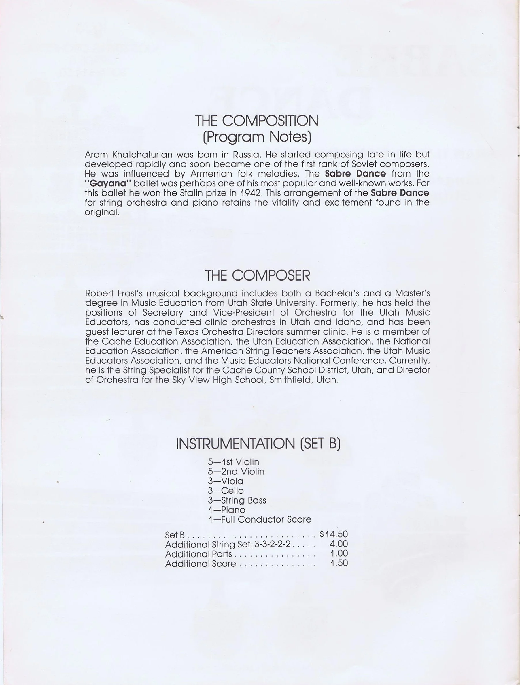 Orchestration - Sabre Dance Aram Ilyich Khatchaturian Kjos String Orchestra Grade 3