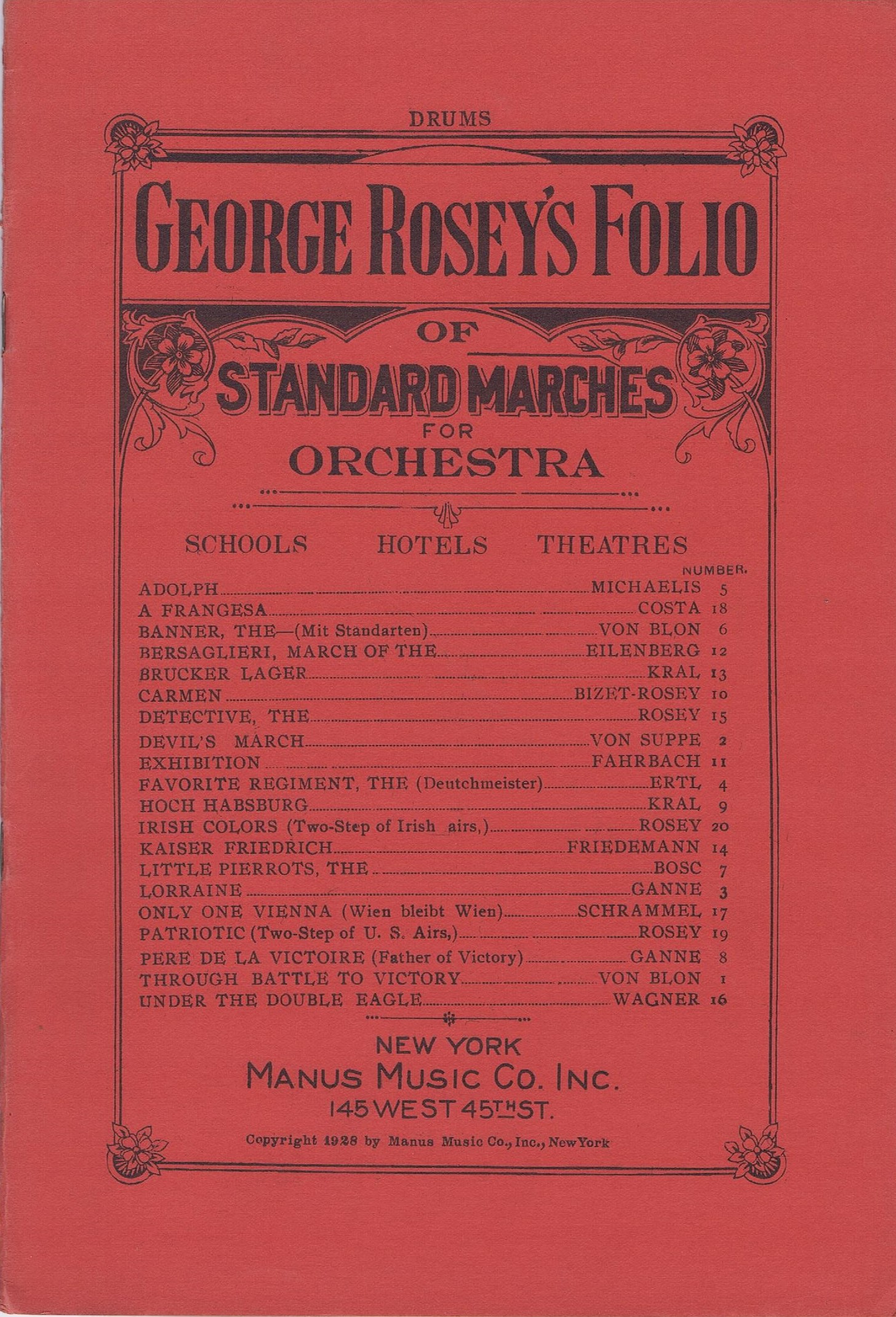 Orchestration - George Rosey's Folio of Standard Marches for Orchestra