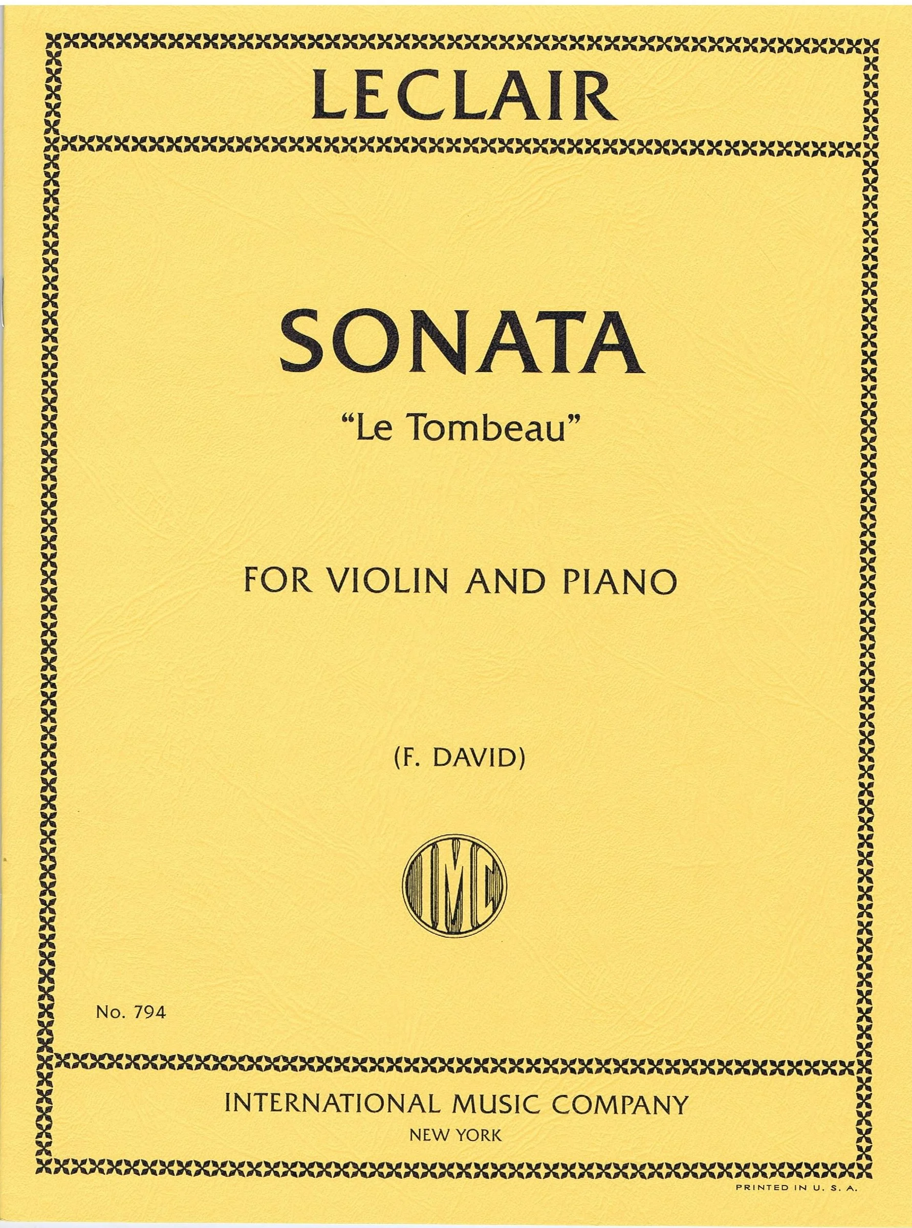 Leclair Sonata in C minor "Le Tombeau" IMC 794