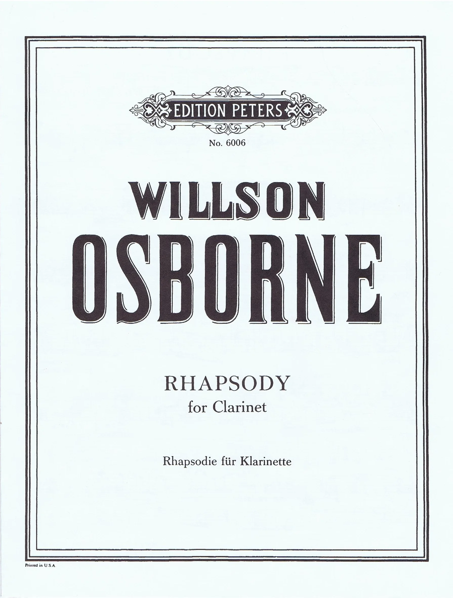 Osborne Rhapsody for Clarinet EP6006