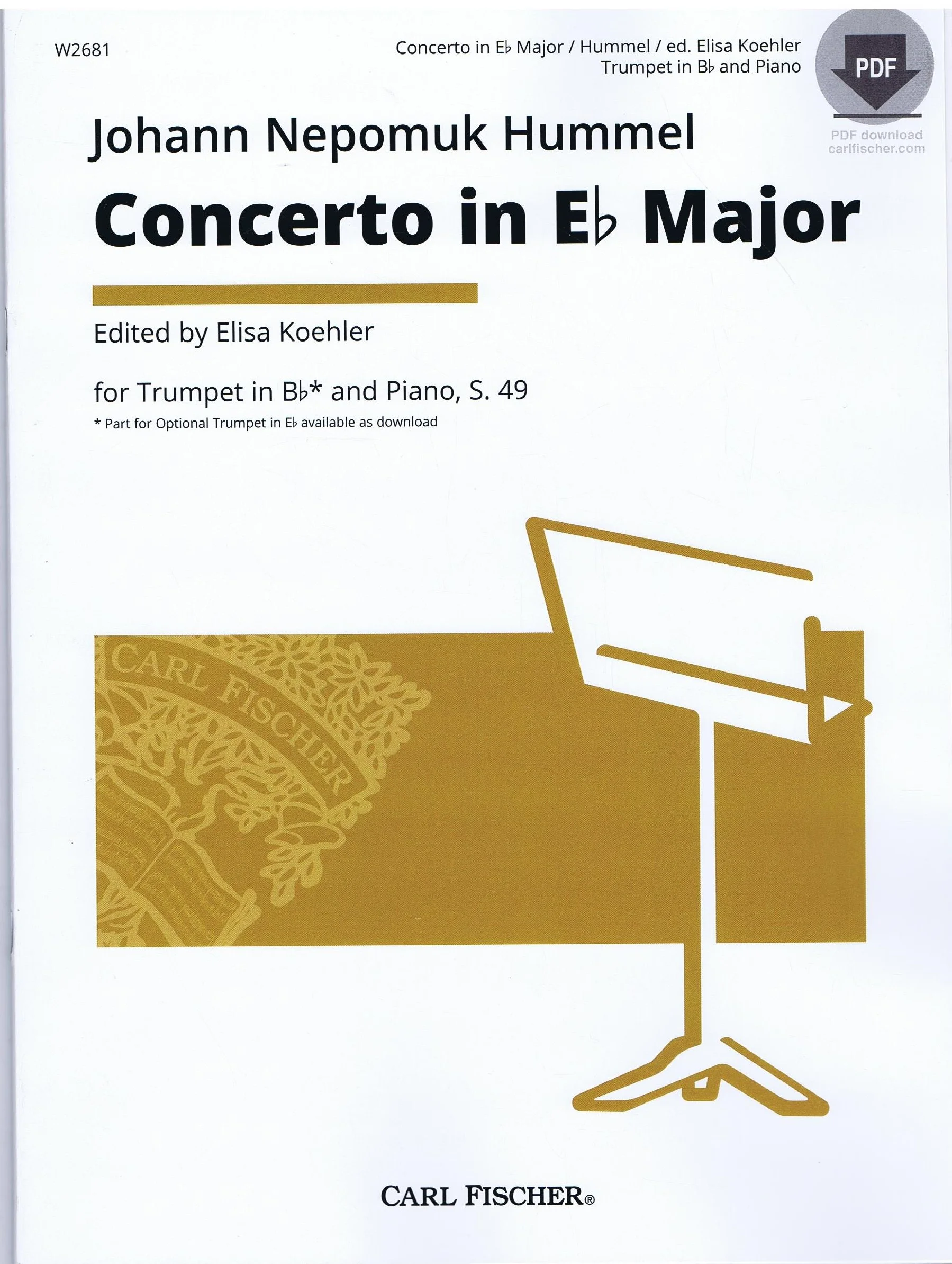 Hummel Concerto in Eb Major for Trumpet in Bb and Piano, S. 49 CF W2681
