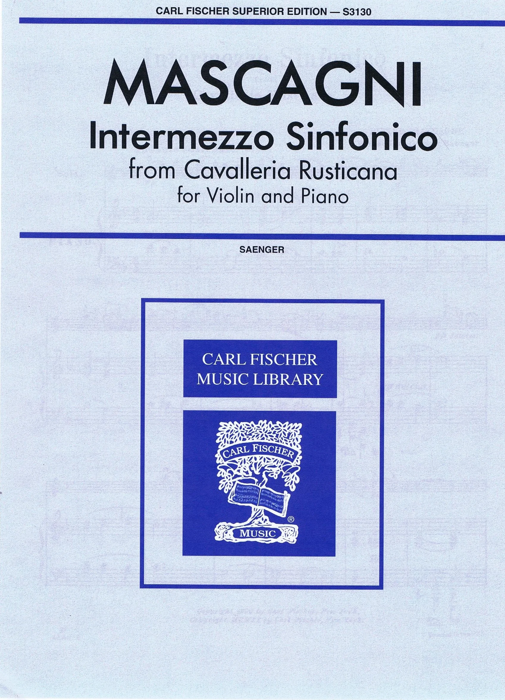 Mascagni Intermezzo Sinfonico From 'Calvalleria Rusticana' CF S3130