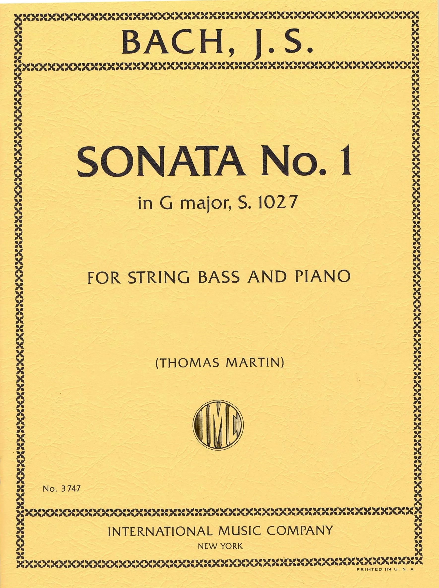 Bach,J.S. Sonata No. 1 in G major, S. 1027 IMC 3747