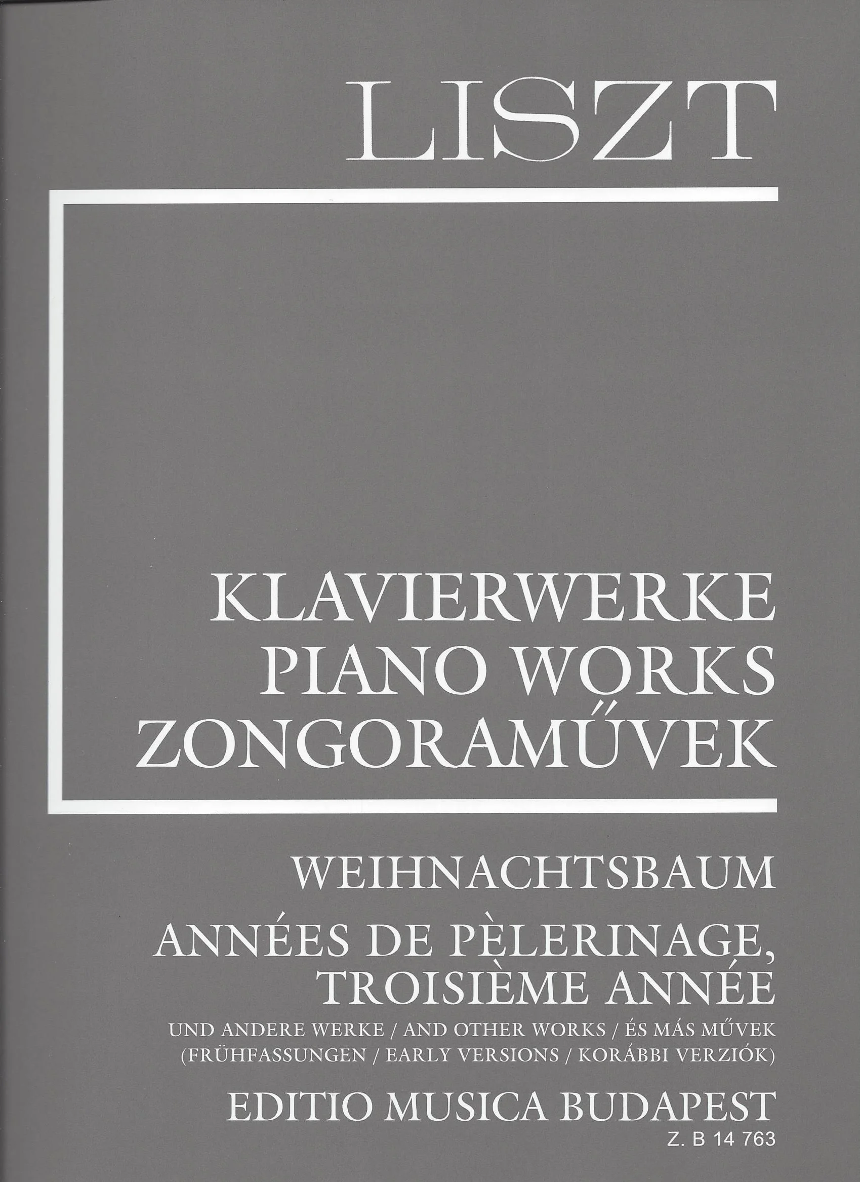 Liszt Klavierwerke Piano Works Zongoramuvek Carl Fischer Z.B 14 763
