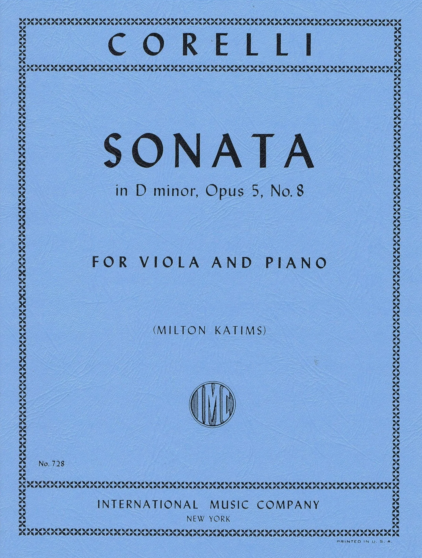 Corelli Sonata in D minor, Opus 5, No. 8 IMC 728